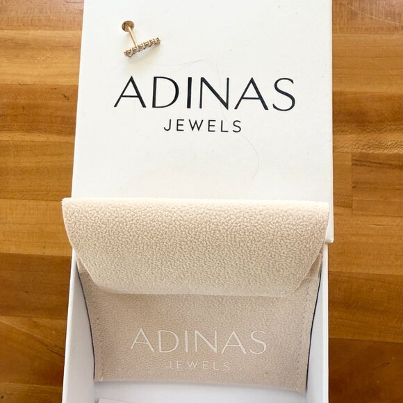 Adinas Jewels Graduated Curved Bar Threaded Stud Earring 14K - Picture 5 of 8